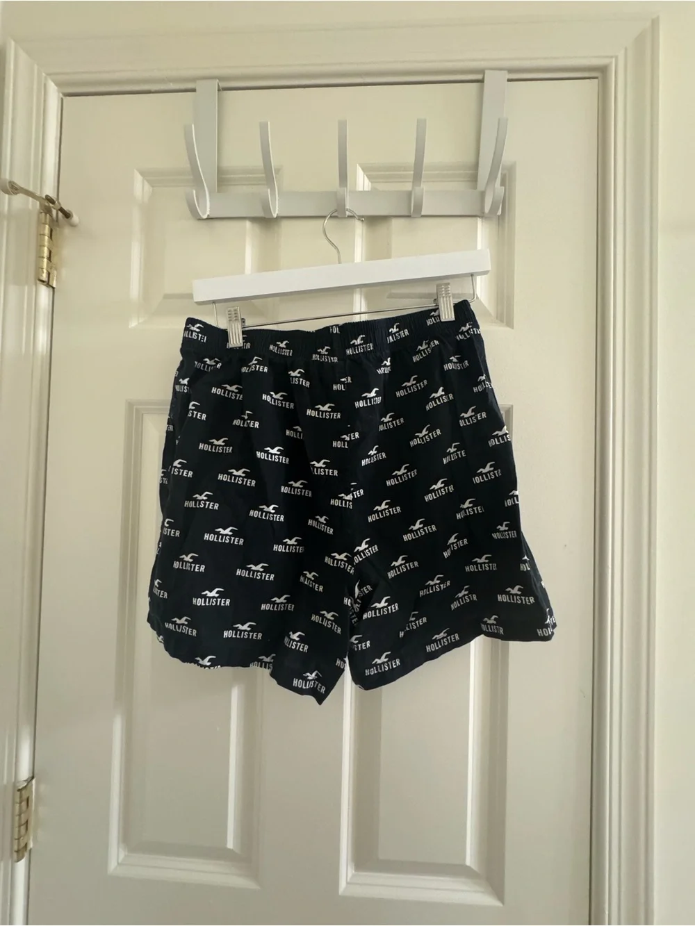 Hollister Black Boxer Shorts with White Logo Print